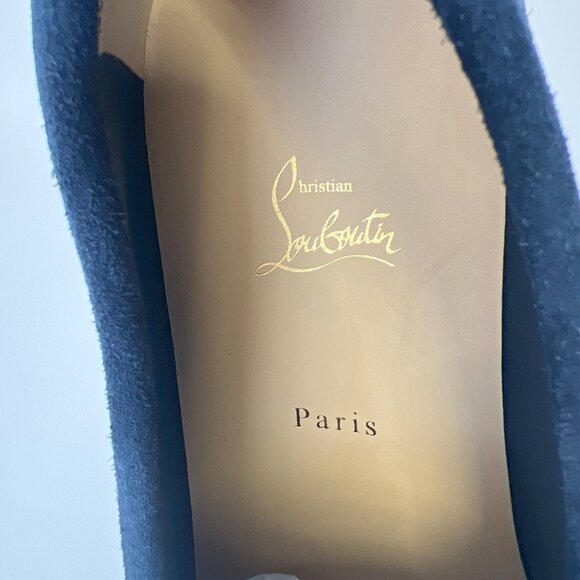 Christian Louboutin Varsiboat Men Shoes Nubuck leather Marine Blue Size 44 US11 - Picture 6 of 13